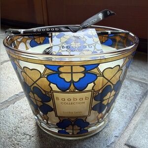 Baobab Collection Lucky Love Candle - Blue and Gold Floral Max 10
